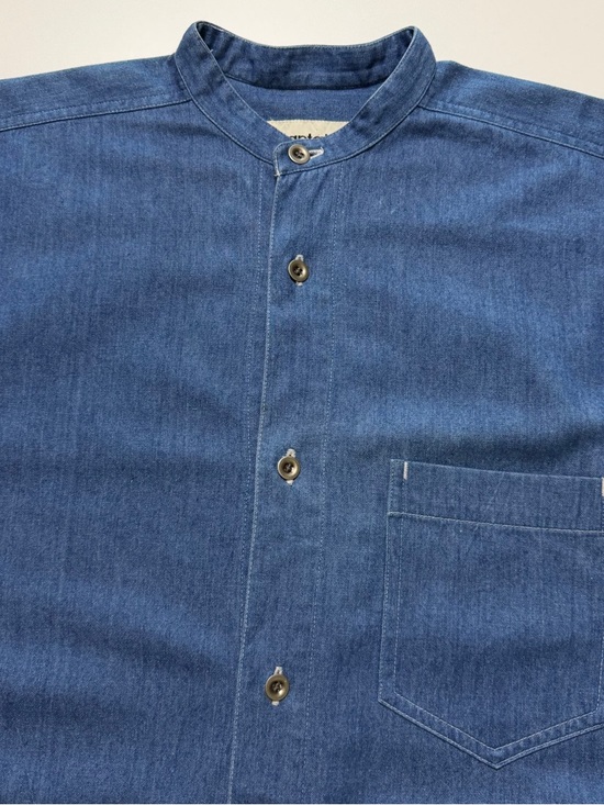 issey miyake plantation denim band collar buttonup shirt unisex medium - Picture 3 of 10